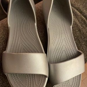 Silver croc sandals